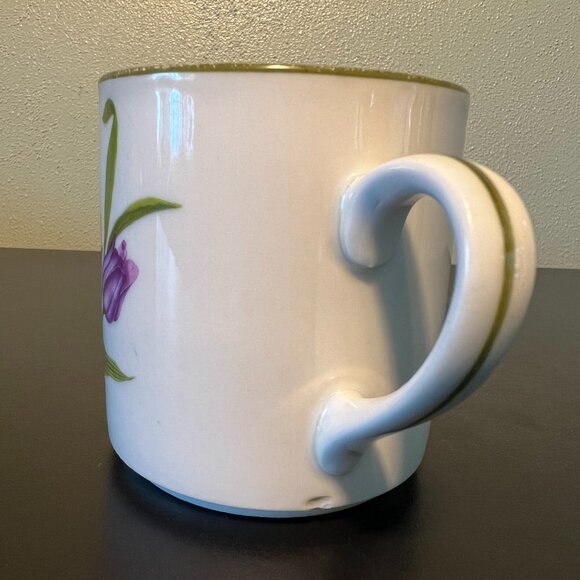 Vintage J.W.K. Bavaria, Germany Porcelain Cup  ~ Yellow & Purple Tulips ~ Floral - Picture 10 of 11